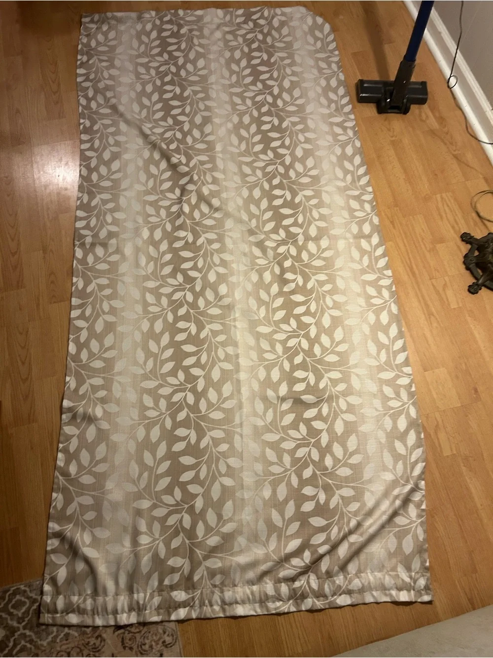 Neutral Leaf-Pattern Window Curtain Panel - Beige/Cream